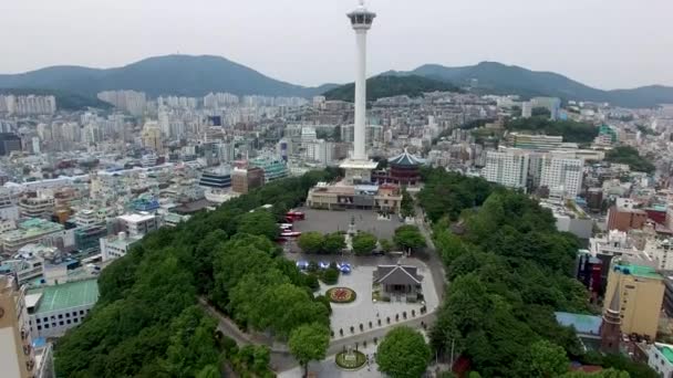 Letecký Pohled Busantower Busan Jižní Korea Asie — Stock video