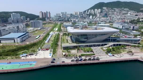 Luchtfoto Van Yeongdo Island Busan Zuid Korea Azië — Stockvideo
