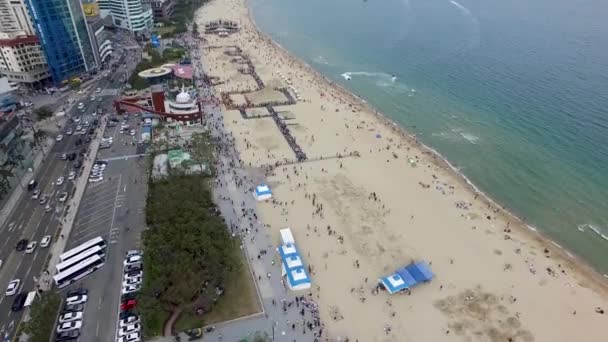Widok Lotu Ptaka Haeundae Beach Sand Festival Busan Korea Południowa — Wideo stockowe