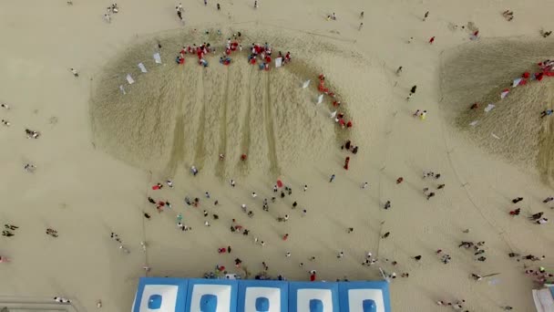 Luchtfoto Van Haeundae Beach Sand Festival Busan Zuid Korea Azië — Stockvideo