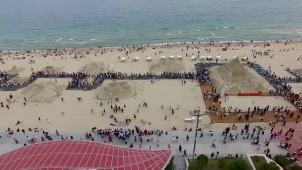 Aerial View Haeundae Beach Sand Festival Busan Jižní Korea Asie — Stock video