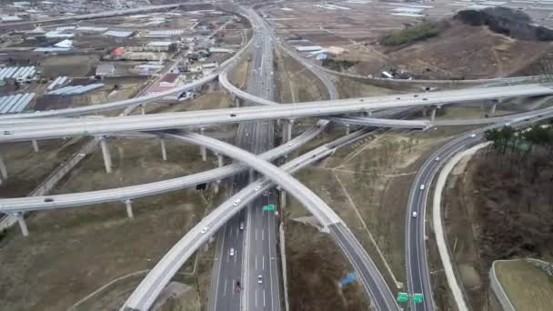 Hyperlapsus Vue Aérienne Trafic Autoroutier Daegam Gimhae Gyeongnam Corée Sud — Video