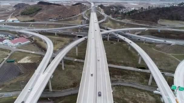 Hyperlapse Aerial View Highway Traffic Daegam Gimhae Gyeongnam South Korea — стокове відео