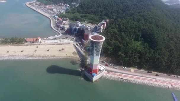 Αεροφωτογραφία Της Γέφυρας Στο Saemangeum Seawall Jeonnam Νότια Κορέα Ασία — Αρχείο Βίντεο