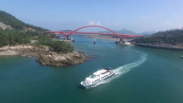 Aerial View Bridge Saemangeum Seawall Jeonnam South Korea Asia — Stockvideo