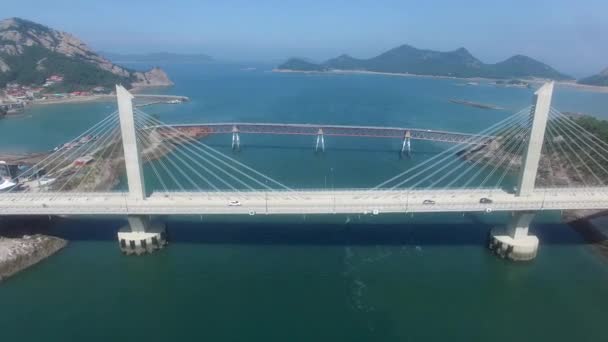 Aerial View Bridge Saemangeum Seawall Jeonnam South Korea Asia — Stockvideo