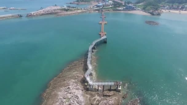 Luchtfoto Van Brug Saemangeum Seawall Jeonnam Zuid Korea Azië — Stockvideo