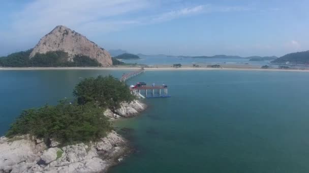 Luchtfoto Van Brug Saemangeum Seawall Jeonnam Zuid Korea Azië — Stockvideo