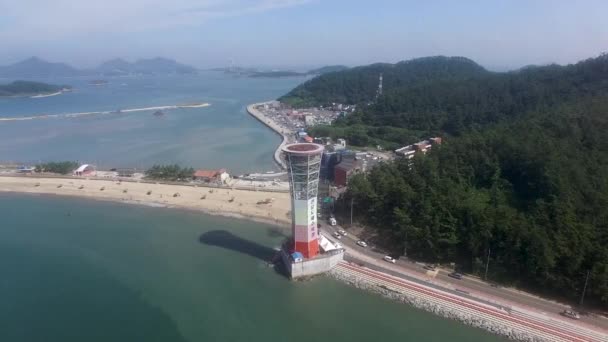 Aerial View Saemangeum Seawall Jeonnam South Korea Asia — 비디오