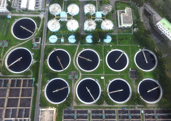 Aerial View of Sewage Treatment Plant, Daegu, Gyeongbuk, South Korea, Asia