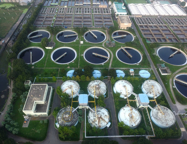 Aerial View of Sewage Treatment Plant, Daegu, Gyeongbuk, South Korea, Asia