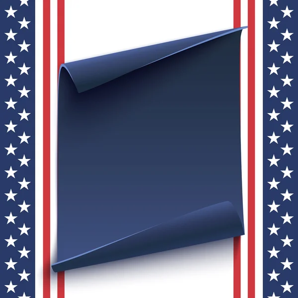 美国背景上的蓝色，弄弯的纸横幅. — 图库矢量图片