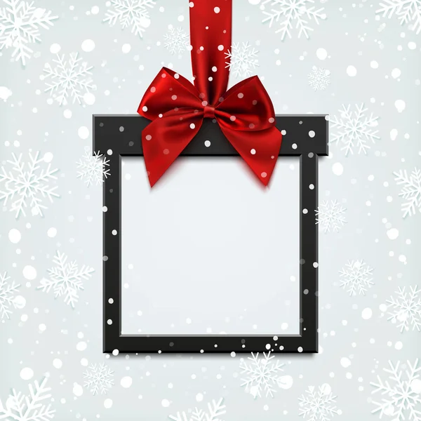 Leeres, schwarz-quadratisches Banner in Form eines Weihnachtsgeschenks. — Stockvektor