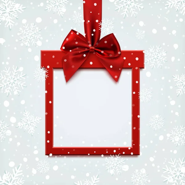 Leeres rotes quadratisches Banner in Form eines Weihnachtsgeschenks. — Stockvektor