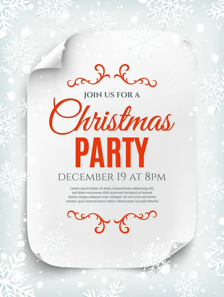 Poster invitație petrecere de Crăciun pe fundal de iarnă . — Vector de stoc