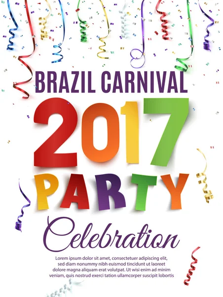 Brazil Carnival 2017 party poster template. — Stock Vector