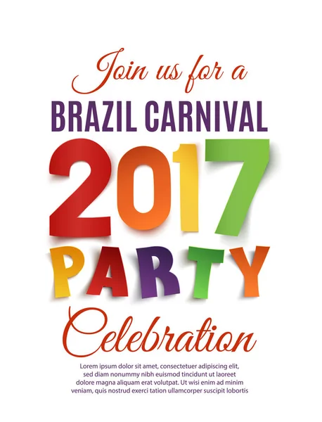 Party-Plakat zum brasilianischen Karneval 2017. — Stockvektor