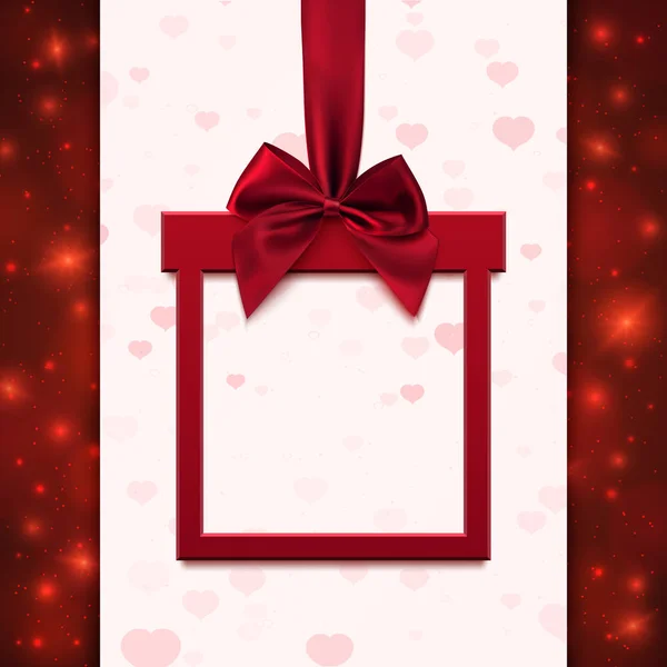 Bannière rouge avec ruban et arc en forme de cadeau . — Image vectorielle