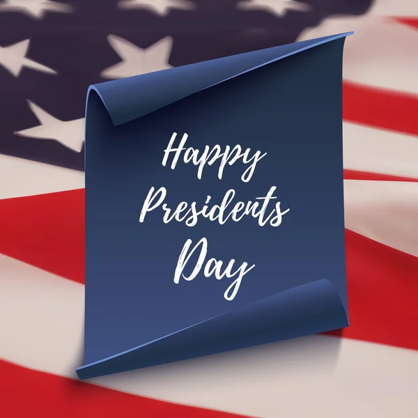 Happy Presidents Day background on blue curved paper banner. — Stock Vector