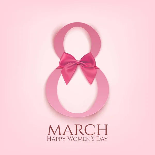 Modèle de carte de vœux 8 mars avec arc rose . — Image vectorielle