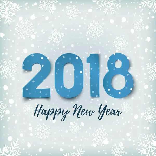 Feliz Año Nuevo 2018. Fondo azul invierno . — Archivo Imágenes Vectoriales