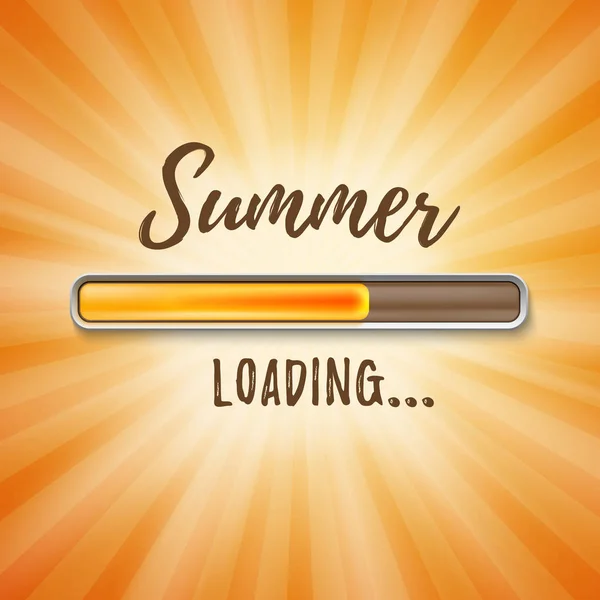 Summer loading bar orange background with sun rays. — Stock Vector