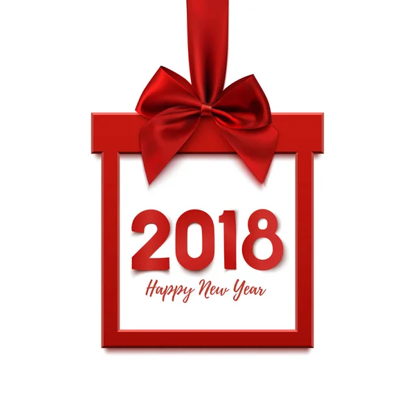Frohes neues Jahr 2018, quadratisches Banner in Form von Geschenk. — Stockvektor