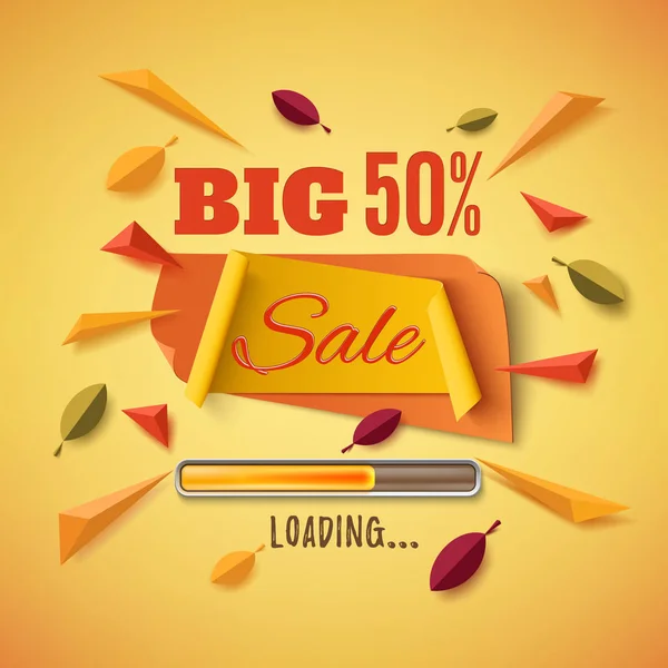 Big sale banner with abstract leafs. — Stock Vector
