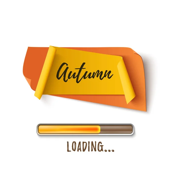 Autumn abstract paper banner with loading bar. — Stock Vector