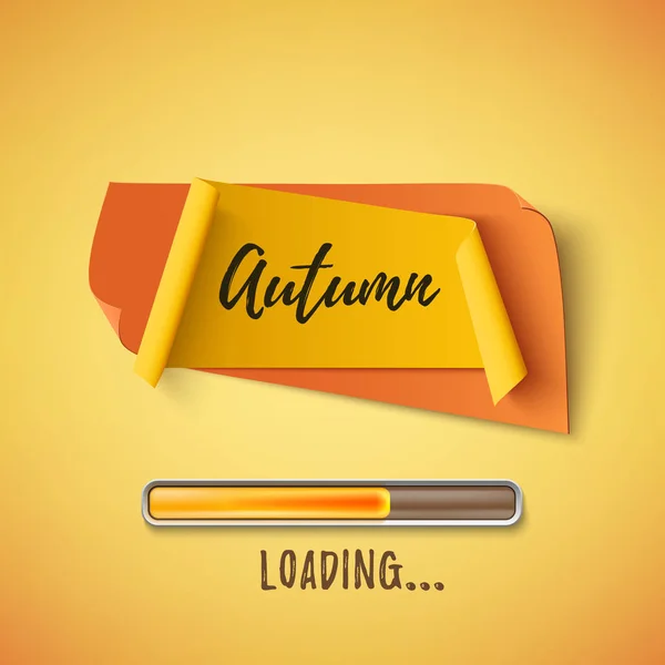 Autumn abstract paper banner with loading bar. — Stock Vector
