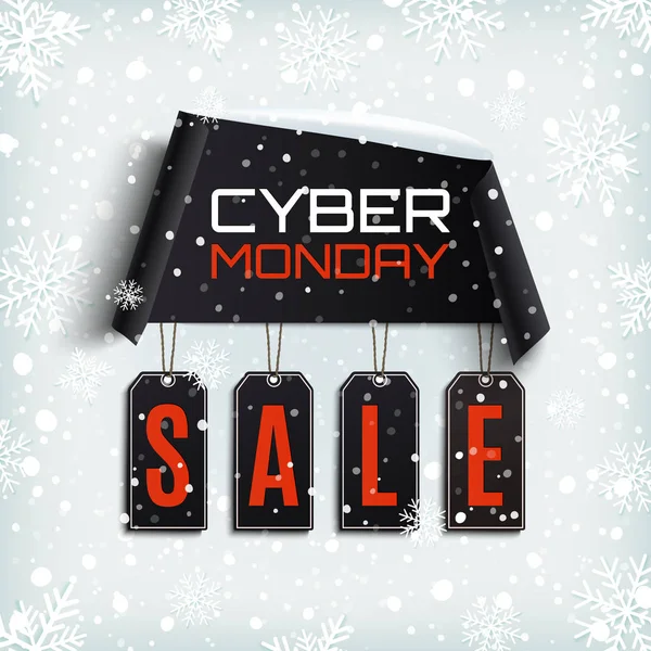 Cyber lunes venta. Diseño de invierno . — Vector de stock