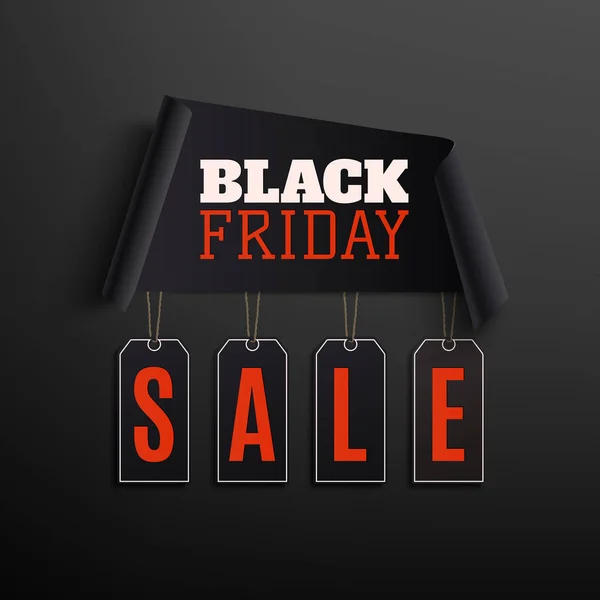 Zwarte vrijdag verkoop abstract ontwerp op zwarte achtergrond. — Stockvector
