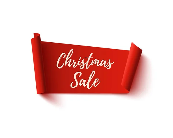 Πρώιμη Γιορτινή Πώληση πανό. Κόκκινο αφηρημένο κορδέλα σε λευκό. — Διανυσματικό Αρχείο