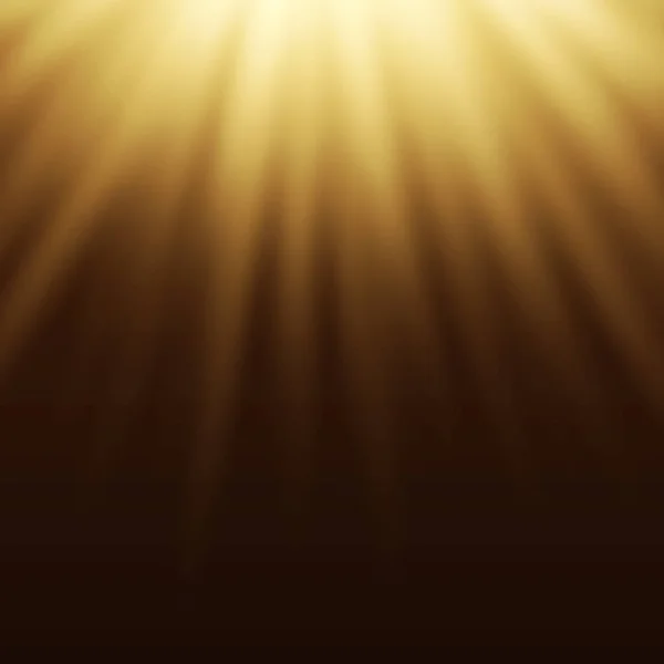 Efecto de luz amarilla, rayos de sol, rayos sobre fondo marrón . — Archivo Imágenes Vectoriales