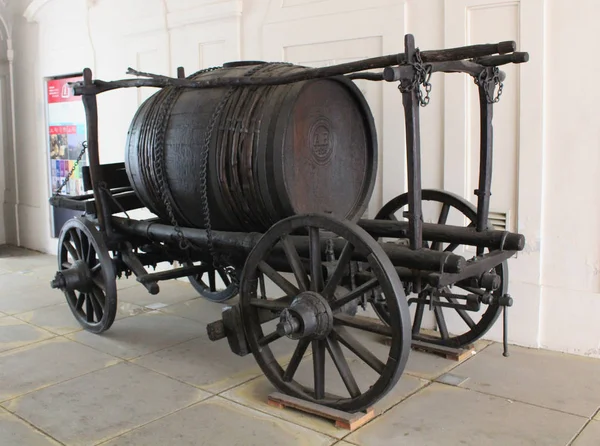 Vintage carriages used in the past by wine producers