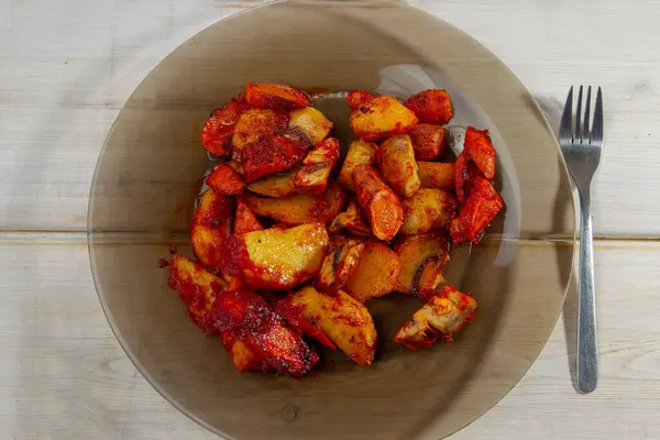 Hortalizas Fritas Patatas Zanahorias Setas — Foto de Stock