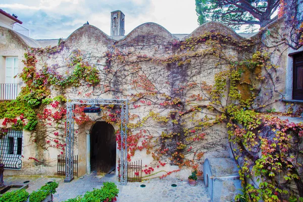Röda Grenarna Vinstocken Fantastiska Visa Italienska Villa Rufolo Talet Vacker — Stockfoto