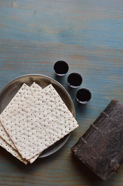 Ceia Senhor Com Pão Vinho Uma Bíblia Antiga — Fotografia de Stock