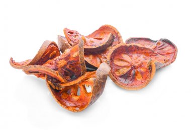 Beyaz adam izole kurutulmuş Ayva