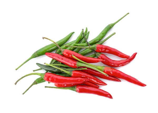 Red and green chili pepper isolated on a white background — Stock Photo, Image