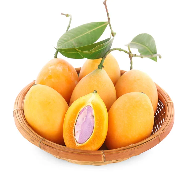 Marian szilva vagy Plango thai gyümölcs elszigetelt fehér background (M — Stock Fotó