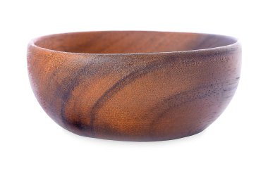 Tahta kase beyaz arka planda izole edilmiş.