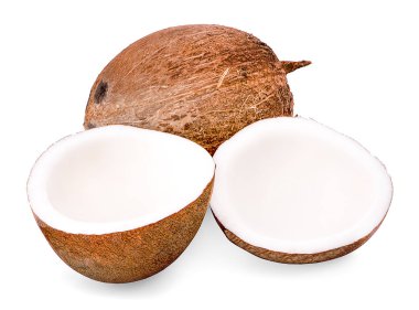 Beyaz arkaplanda hindistan cevizi