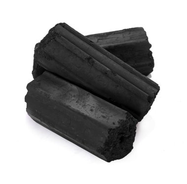  Ahşap kömür beyaz, duman ve kokusuz kömür izole edilmiştir.