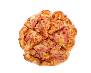 Beyaz arkaplanda izole edilmiş pizza