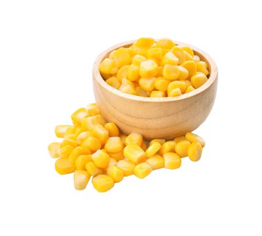 Beyaz arka planda konserve mısır