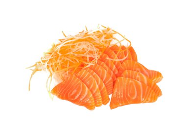 Çiğ somon balığı sashimi Beyaz Arkaplan