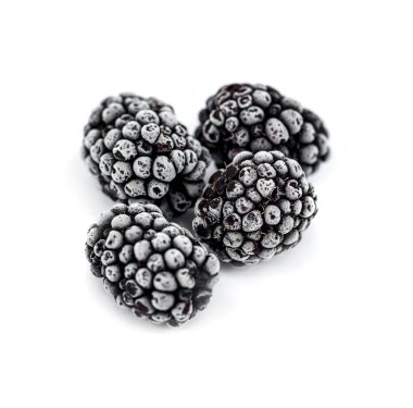 Donmuş böğürtlenler beyaz arkaplanda izole