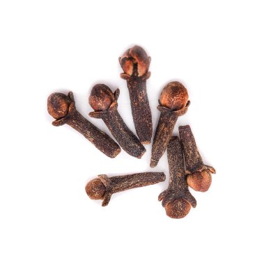 beyaz arkaplanda kuru karanfiller