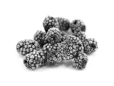 Donmuş böğürtlenler beyaz arkaplanda izole